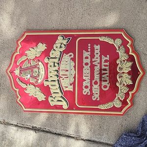 Vintage Sign Budweiser  somebody still care metallic sign